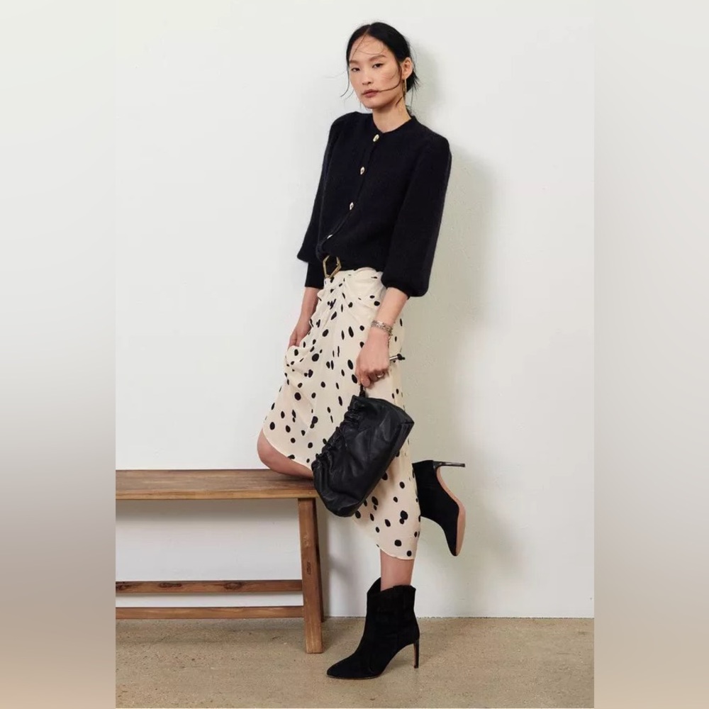 Ba&sh Debra Ivory Midi Silk Skirt - Gorgeous!